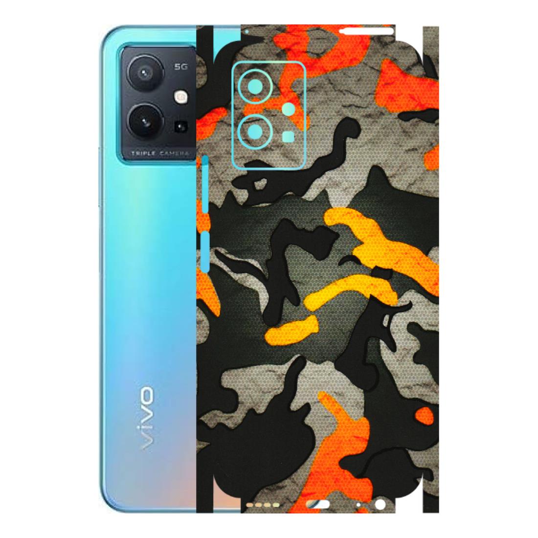 VIVO Z/V/X/T/U/S Series Phone Skins (All Models) - Orange Camouflage - 3D Embossed Finish (L-204) Vivo T1 (5G)