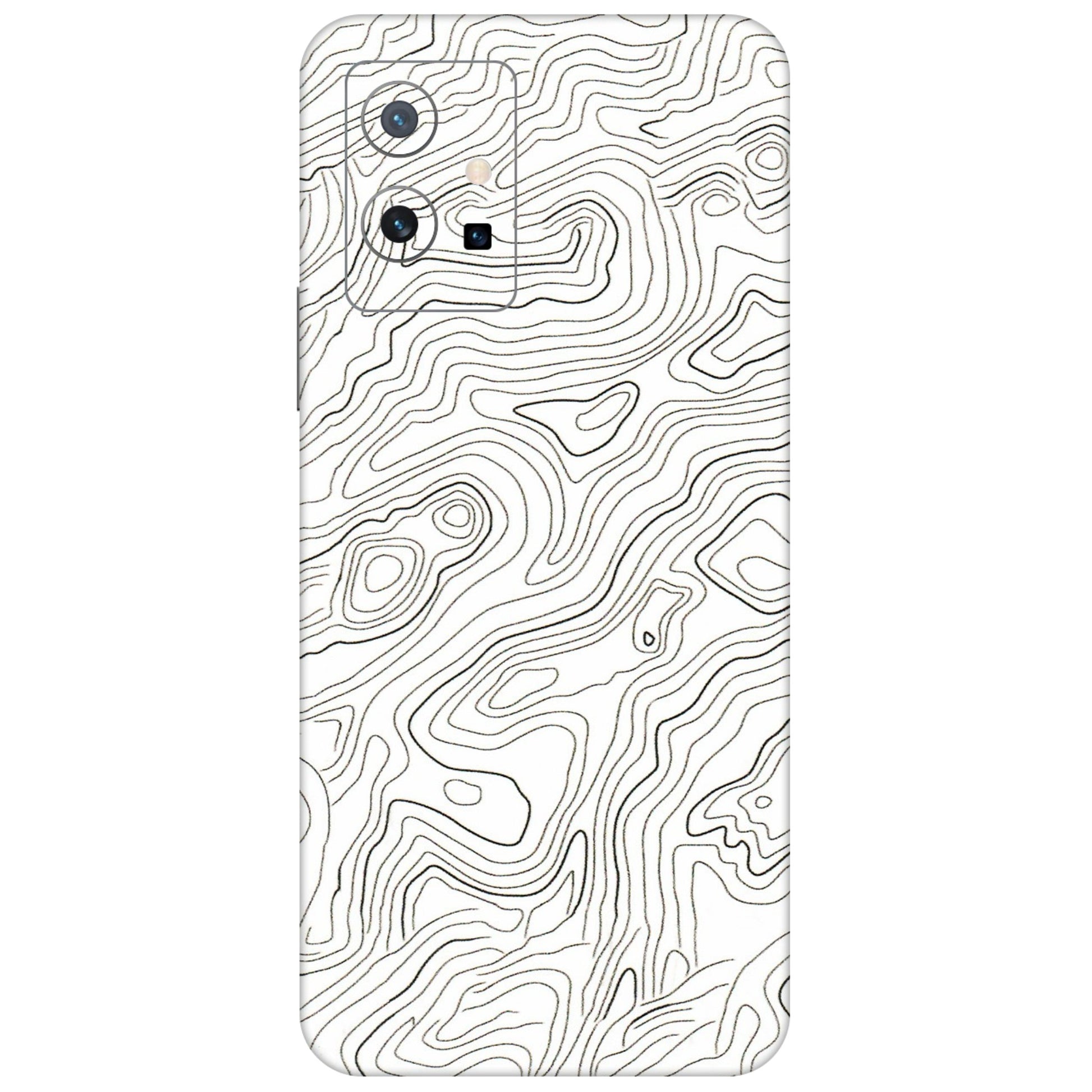 VIVO Z/V/X/T/U/S Series Phone Skins (All Models) - White Black Swirls - 3D Embossed Finish (L-219) Vivo T1 (5G)