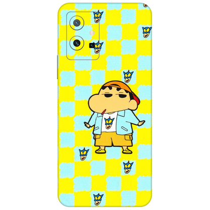VIVO Z/V/X/T/U/S Series Phone Skins (All Models) - Yellow Blue Shinchan Cute - 3D Embossed Finish (L-221) Vivo T1 (5G)