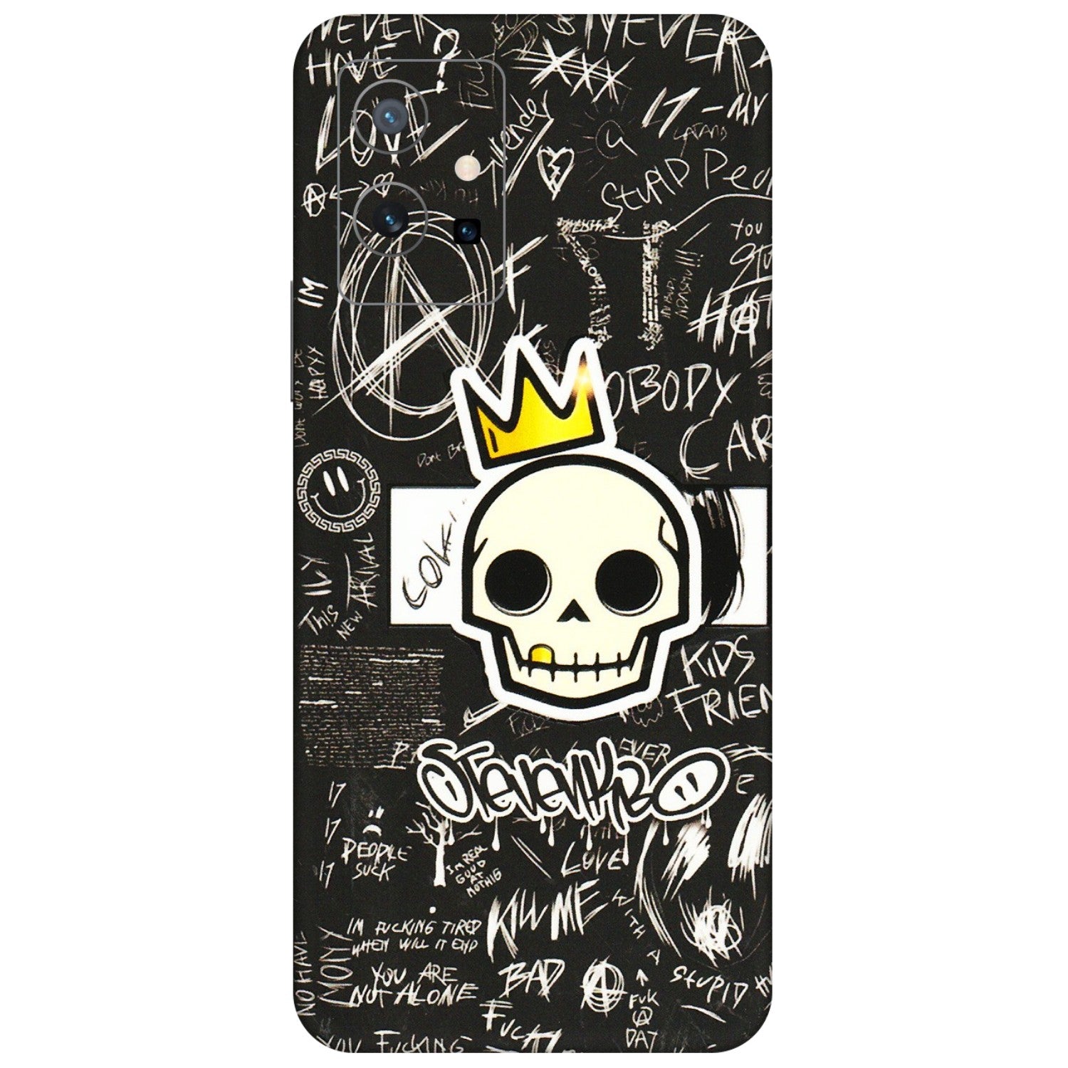 VIVO Z/V/X/T/U/S Series Phone Skins (All Models) - Funny Skull Black Chalk Grafitti - 3D Embossed Finish (L-22) Vivo T1 (5G)