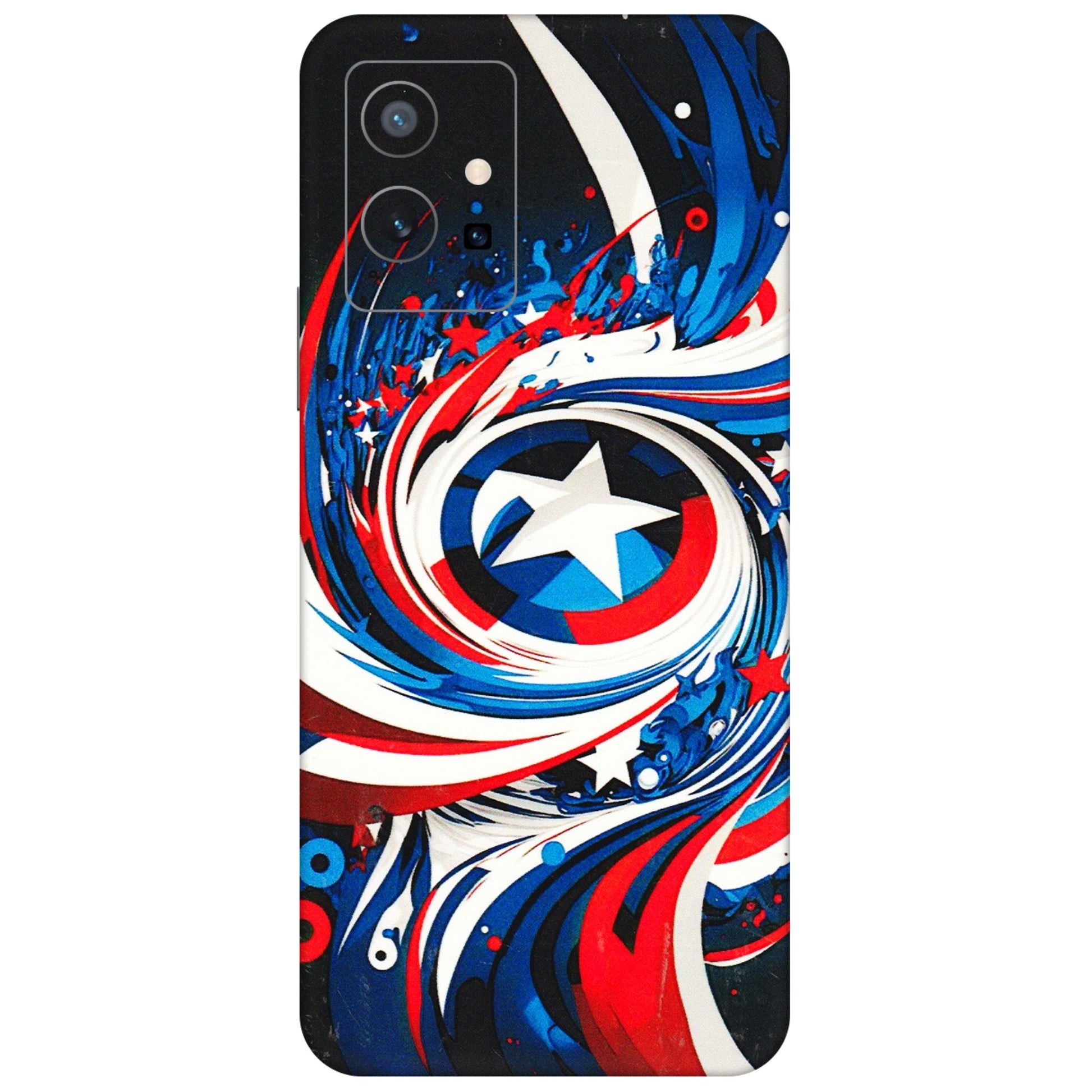 VIVO Z/V/X/T/U/S Series Phone Skins (All Models) - Captain America Logo - 3D Embossed Finish (L-307) Vivo T1 (5G)