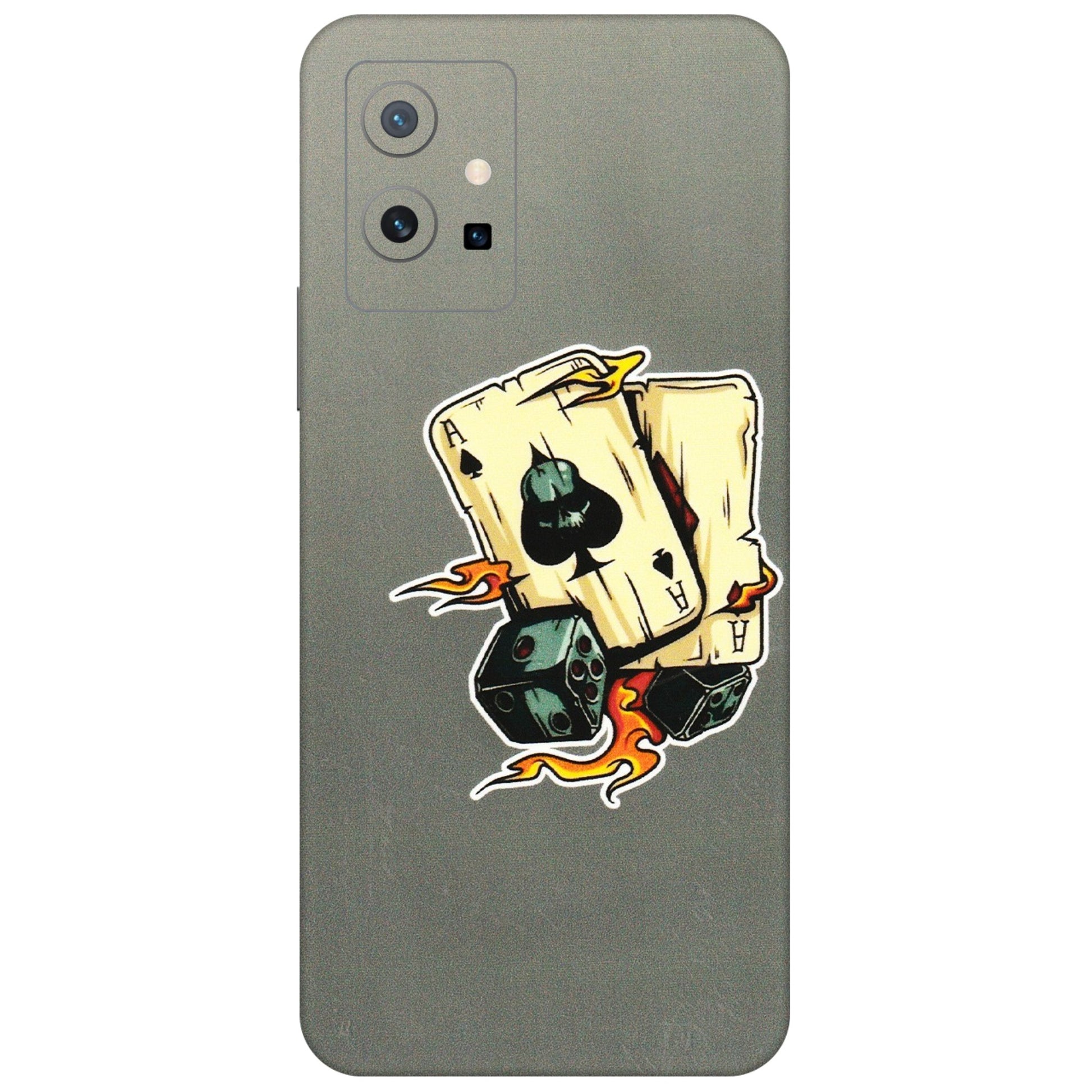 VIVO Z/V/X/T/U/S Series Phone Skins (All Models) - Grey Cards Of Ace - 3D Embossed Finish (L-77) Vivo T1 (5G)