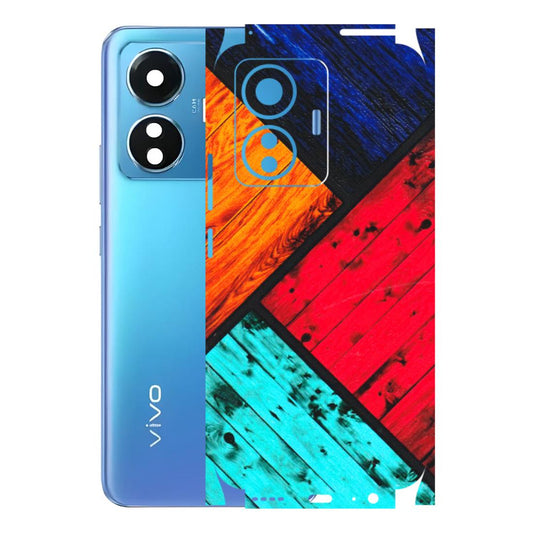 VIVO Z/V/X/T/U/S Series Phone Skins (All Models) - Colourful Wood Panels Abstract - 3D Embossed Finish (L-09) Vivo T1