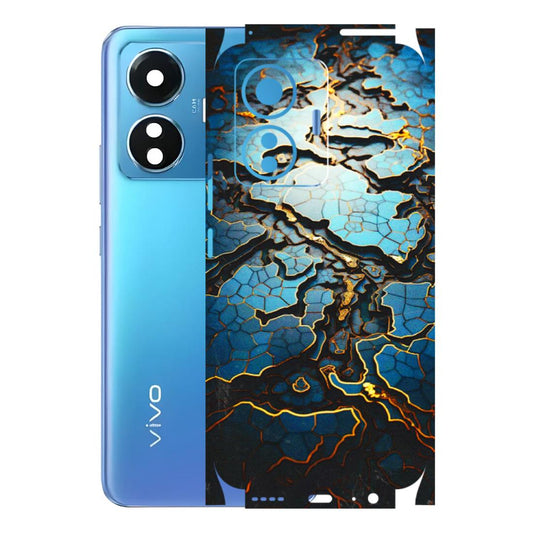 VIVO Z/V/X/T/U/S Series Phone Skins (All Models) - Blue Gold Abstract - 3D Embossed Finish (L-11) Vivo T1