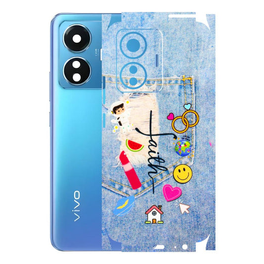 VIVO Z/V/X/T/U/S Series Phone Skins (All Models) - Denim Jeans Pocket - 3D Embossed Finish (L-134) Vivo T1