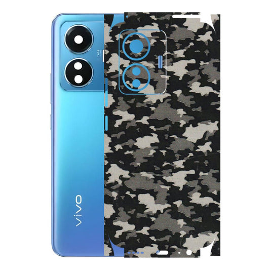 VIVO Z/V/X/T/U/S Series Phone Skins (All Models) - Black/Grey Camoflaunge - 3D Embossed Finish (L-142) Vivo T1