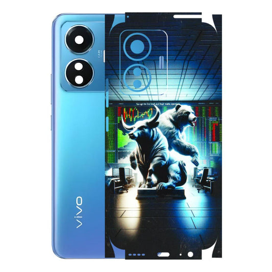 VIVO Z/V/X/T/U/S Series Phone Skins (All Models) - Stock Market Sensex Bear vs Bulls - 3D Embossed Finish (L-15) Vivo T1