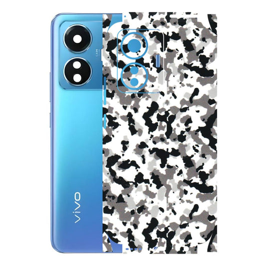 VIVO Z/V/X/T/U/S Series Phone Skins (All Models) - White Black Camouflage - 3D Embossed Finish (L-18) Vivo T1