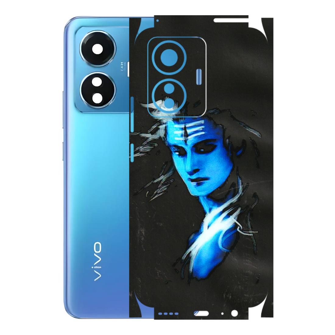 VIVO Z/V/X/T/U/S Series Phone Skins (All Models) - Har Har Mahadev Blue/Black - 3D Embossed Finish (L-185) Vivo T1