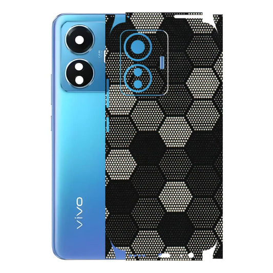 VIVO Z/V/X/T/U/S Series Phone Skins (All Models) - Black & White Dotted Honeycomb Texture - 3D Embossed Finish (L-202) Vivo T1