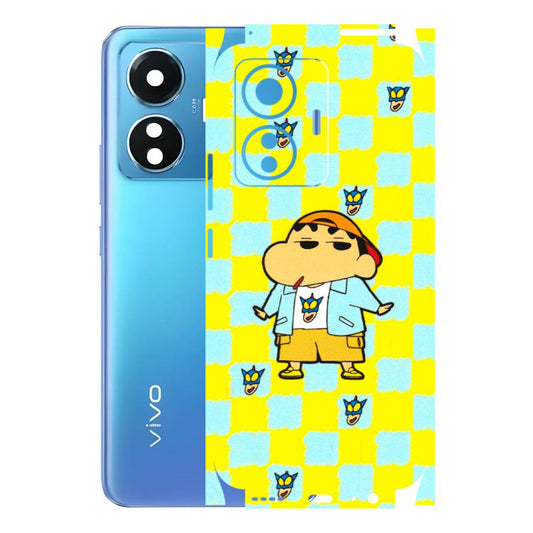 VIVO Z/V/X/T/U/S Series Phone Skins (All Models) - Yellow Blue Shinchan Cute - 3D Embossed Finish (L-221) Vivo T1