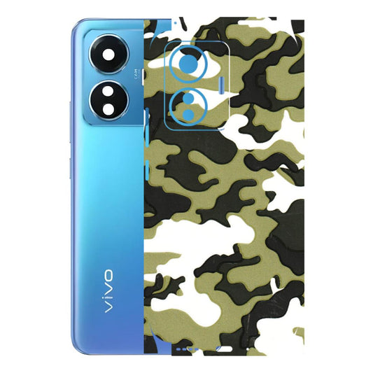 VIVO Z/V/X/T/U/S Series Phone Skins (All Models) - Camouflages White And Green - 3D Embossed Finish (L-243) Vivo T1