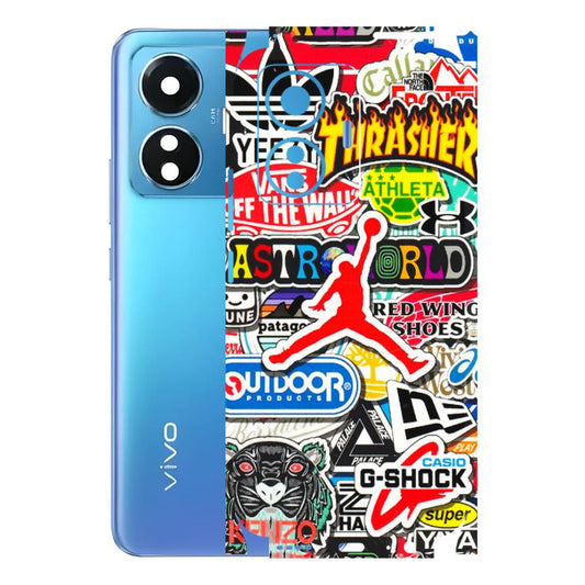 VIVO Z/V/X/T/U/S Series Phone Skins (All Models) - Multi Brands Sticker Graffiti - 3D Embossed Finish (L-37) Vivo T1