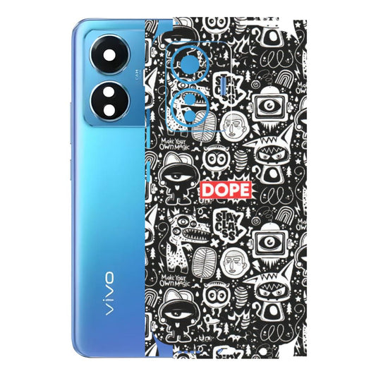 VIVO Z/V/X/T/U/S Series Phone Skins (All Models) - Dope Stay Classy Black Doodles - Matte Finish (M-126) Vivo T1
