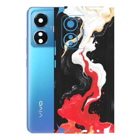 VIVO Z/V/X/T/U/S Series Phone Skins (All Models) - Black Red White Paint Splash Fusion - Matte Finish (M-56) Vivo T1