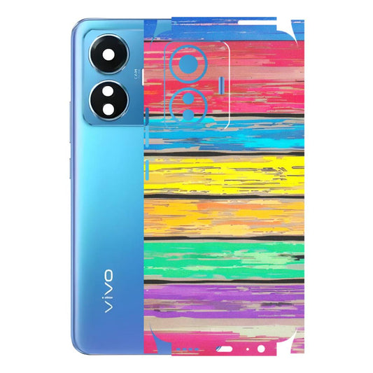VIVO Z/V/X/T/U/S Series Phone Skins (All Models) - Multi Colour Wooden Wall - Matte Finish (M-96) Vivo T1