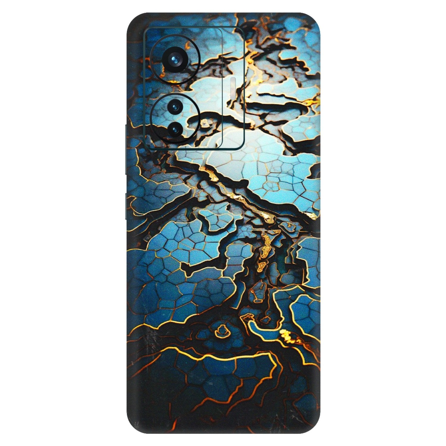 VIVO Z/V/X/T/U/S Series Phone Skins (All Models) - Blue Gold Abstract - 3D Embossed Finish (L-11) Vivo T1 Pro (5G)