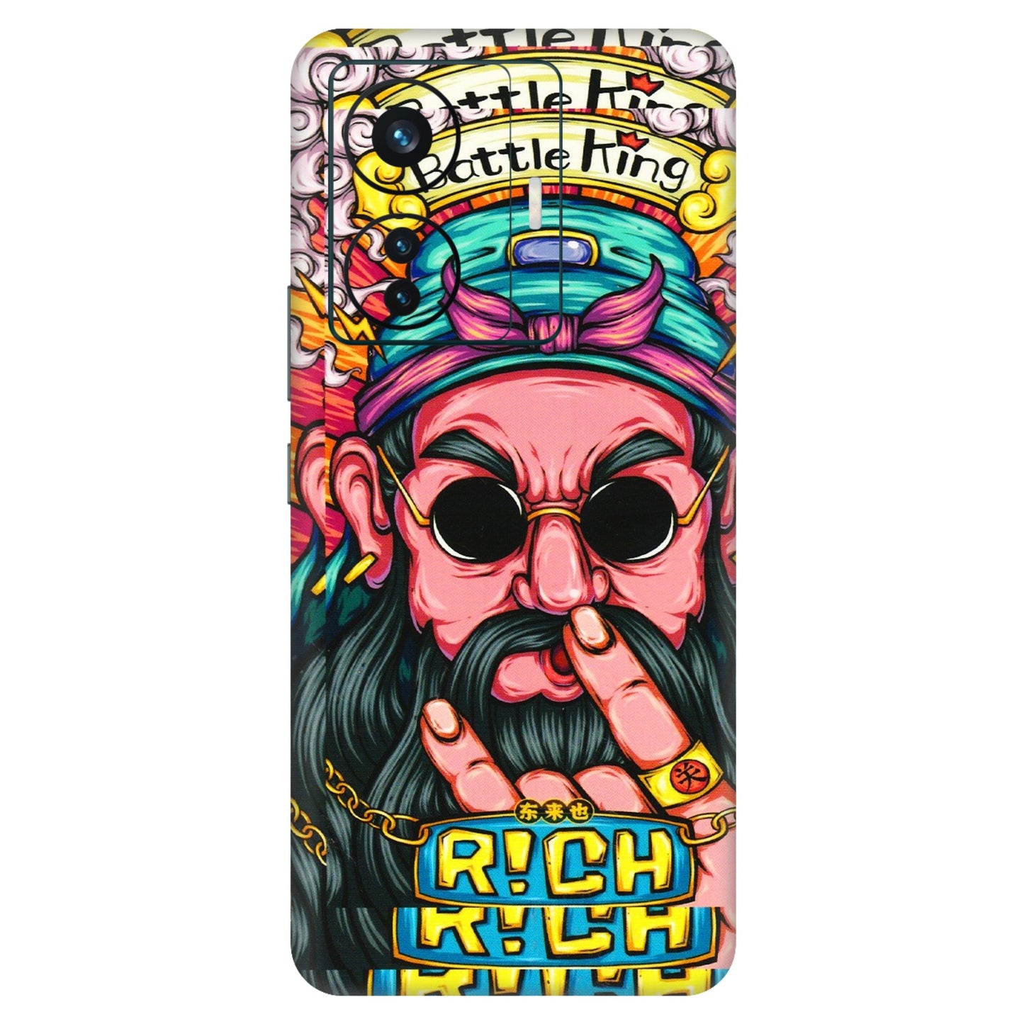 VIVO Z/V/X/T/U/S Series Phone Skins (All Models) - Battle King Dude Face - 3D Embossed Finish (L-178) Vivo T1 Pro (5G)
