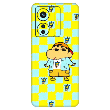 VIVO Z/V/X/T/U/S Series Phone Skins (All Models) - Yellow Blue Shinchan Cute - 3D Embossed Finish (L-221) Vivo T1 Pro (5G)