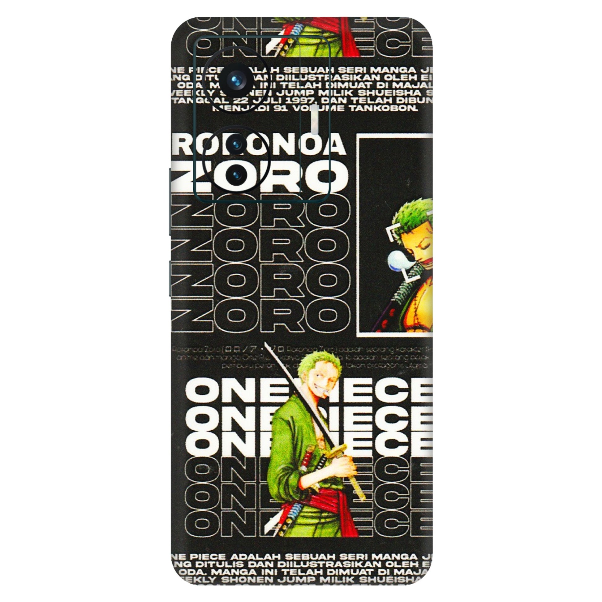 VIVO Z/V/X/T/U/S Series Phone Skins (All Models) - One Piece Zoro - 3D Embossed Finish (L-250) Vivo T1 Pro (5G)