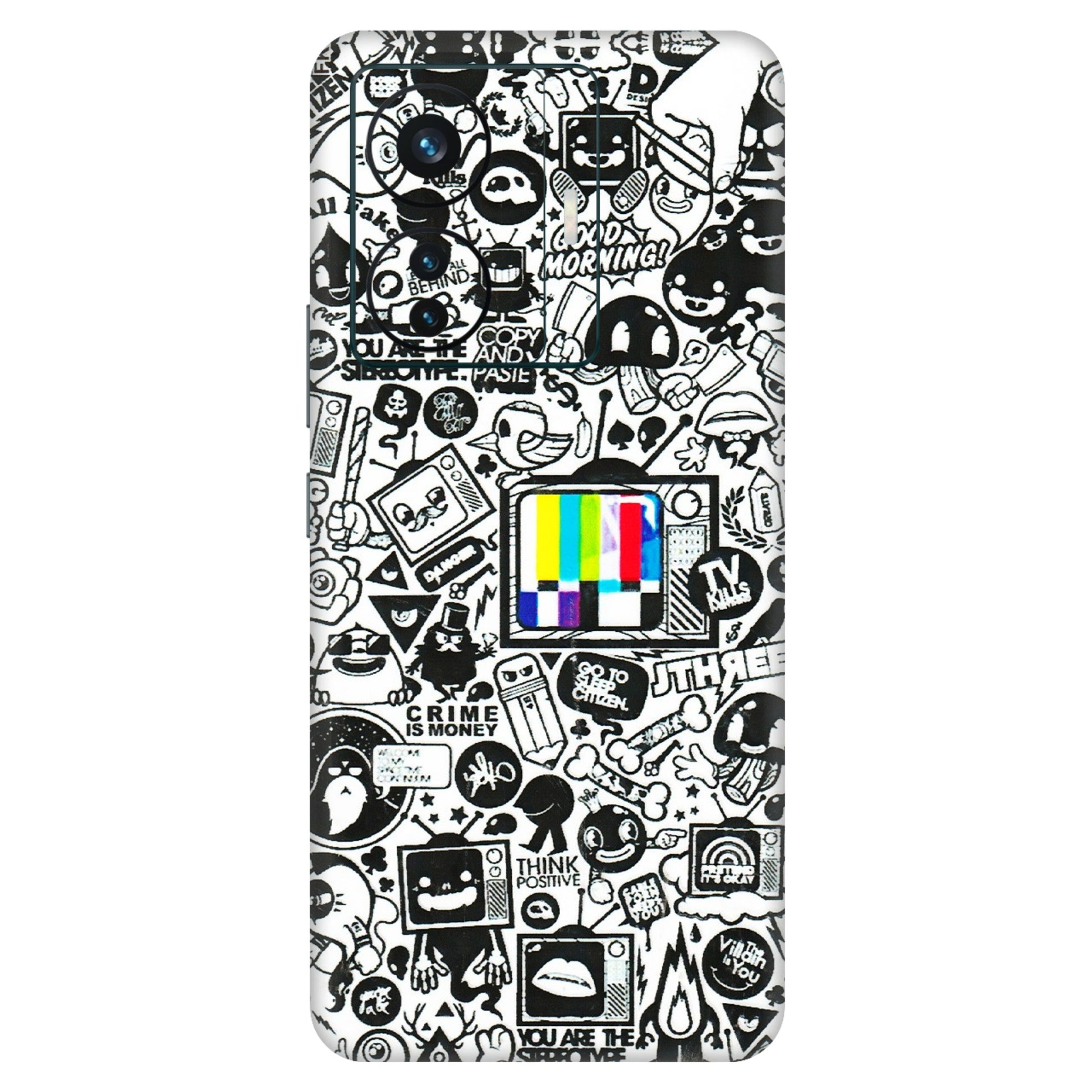 VIVO Z/V/X/T/U/S Series Phone Skins (All Models) - Doodles Positive Art - 3D Embossed Finish (L-263) Vivo T1 Pro (5G)