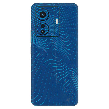 VIVO Z/V/X/T/U/S Series Phone Skins (All Models) - Abstract Blue Line Map - 3D Embossed Finish (L-272) Vivo T1 Pro (5G)