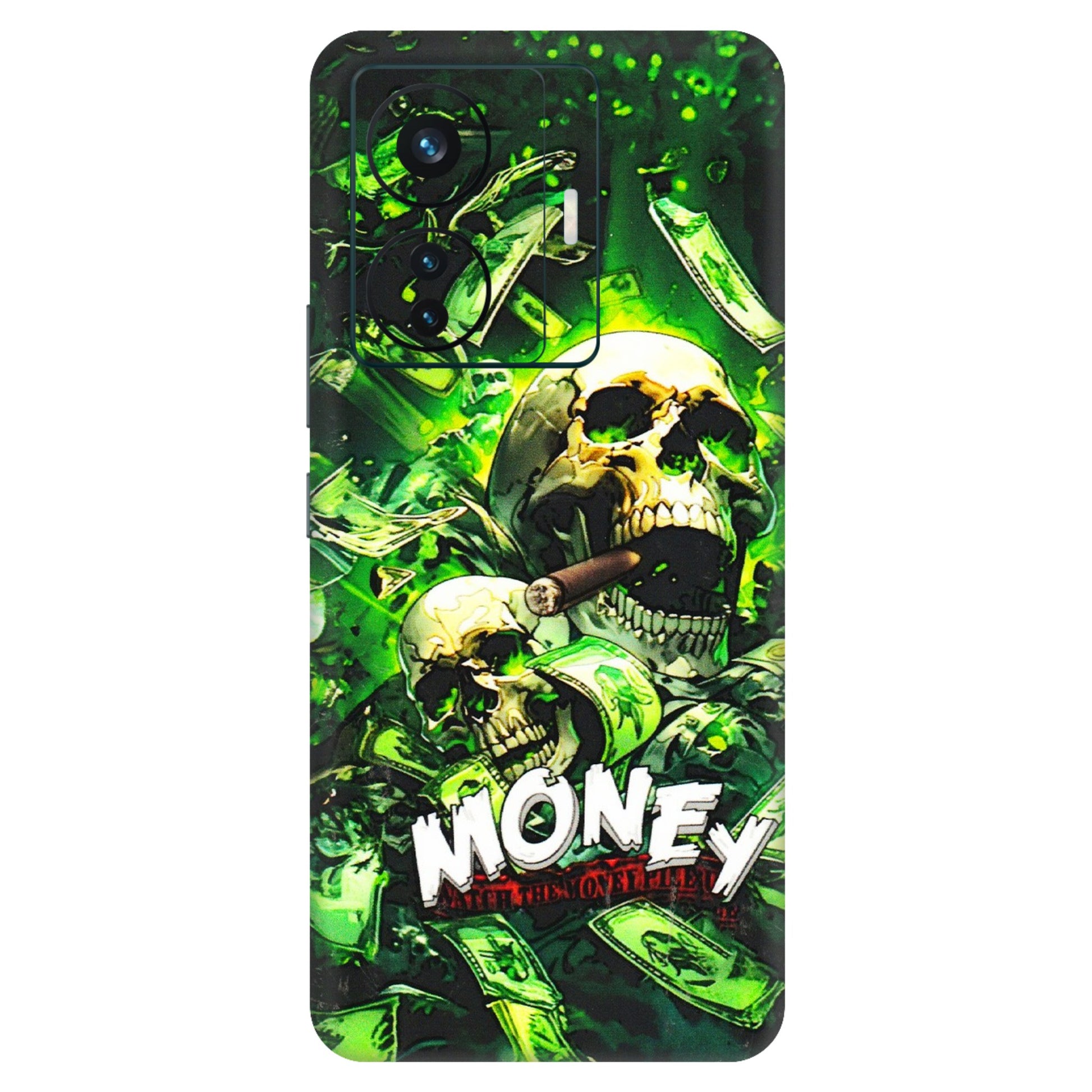VIVO Z/V/X/T/U/S Series Phone Skins (All Models) - Skull Money - 3D Embossed Finish (L-303) Vivo T1 Pro (5G)