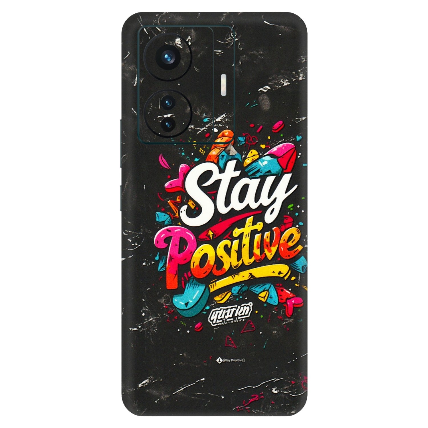 VIVO Z/V/X/T/U/S Series Phone Skins (All Models) - Stay Positive Black - 3D Embossed Finish (L-31) Vivo T1 Pro (5G)