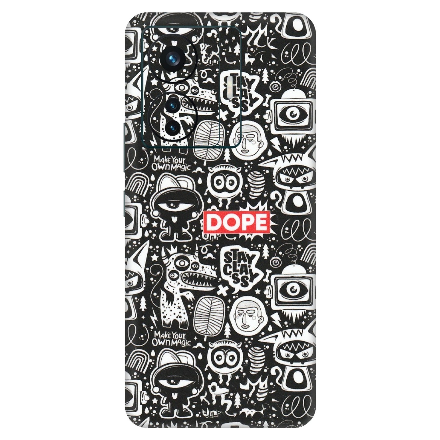 VIVO Z/V/X/T/U/S Series Phone Skins (All Models) - Dope Stay Classy Black Doodles - Matte Finish (M-126) Vivo T1 Pro (5G)