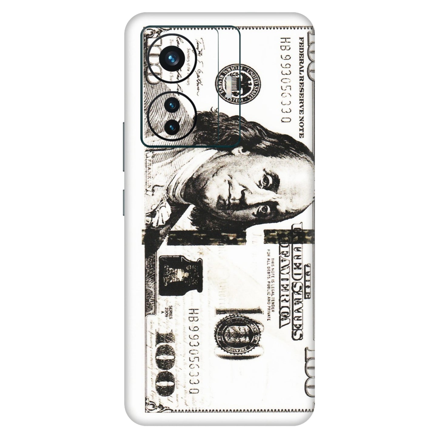VIVO Z/V/X/T/U/S Series Phone Skins (All Models) - 100 Dollar Currency - Transparent Finish (T-01) Vivo T1 Pro (5G)