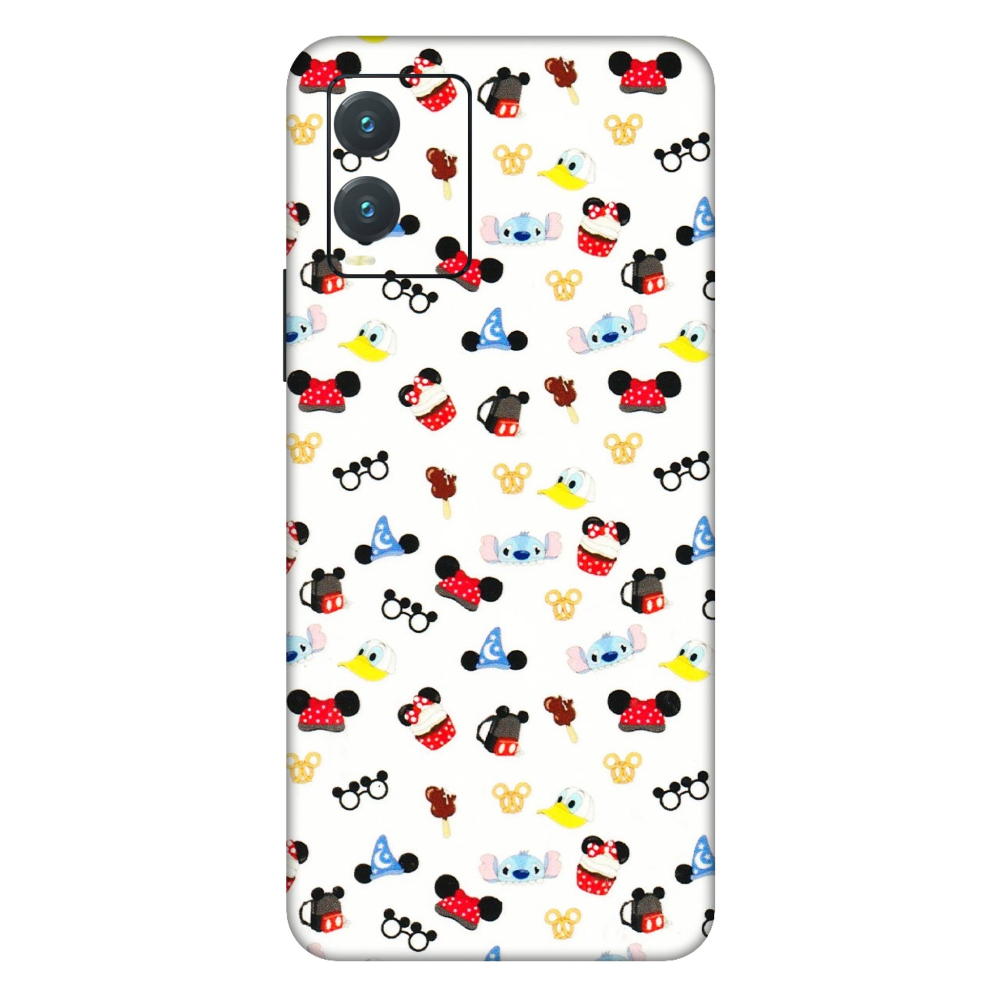 VIVO Z/V/X/T/U/S Series Phone Skins (All Models) - Minnie Mouse & Donald Doodles s - 3D Embossed Finish (L-194) Vivo T1X