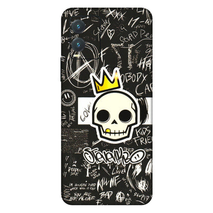 VIVO Z/V/X/T/U/S Series Phone Skins (All Models) - Funny Skull Black Chalk Grafitti - 3D Embossed Finish (L-22) Vivo T1X