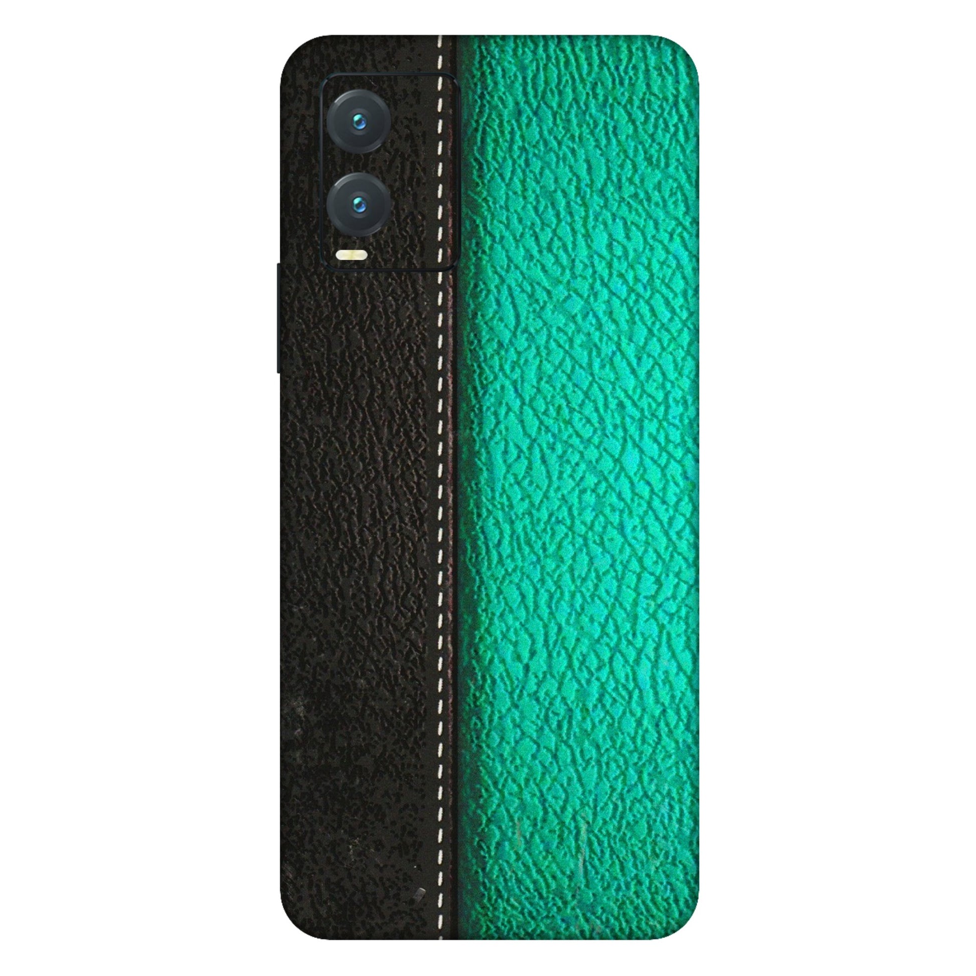VIVO Z/V/X/T/U/S Series Phone Skins (All Models) - Black Green Dual Leather Stich - 3D Embossed Finish (L-233) Vivo T1X