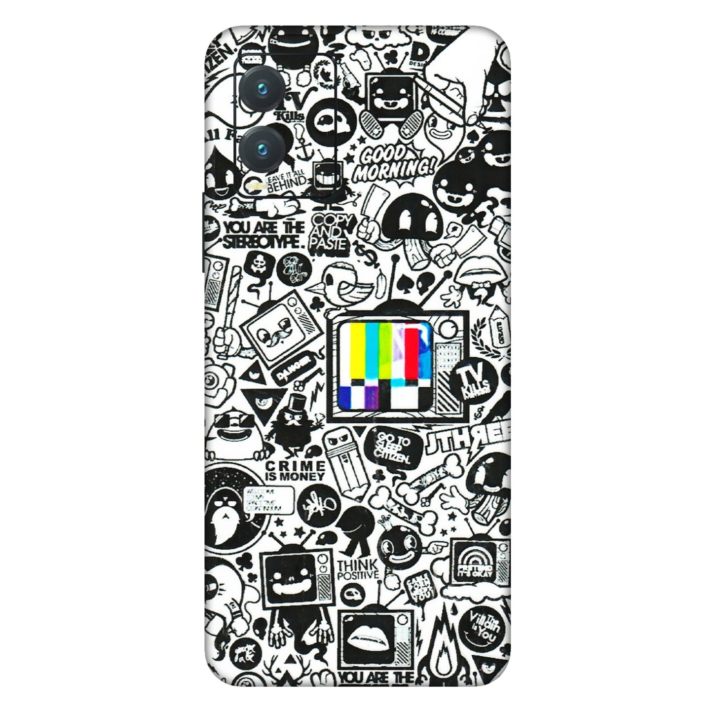 VIVO Z/V/X/T/U/S Series Phone Skins (All Models) - Doodles Positive Art - 3D Embossed Finish (L-263) Vivo T1X