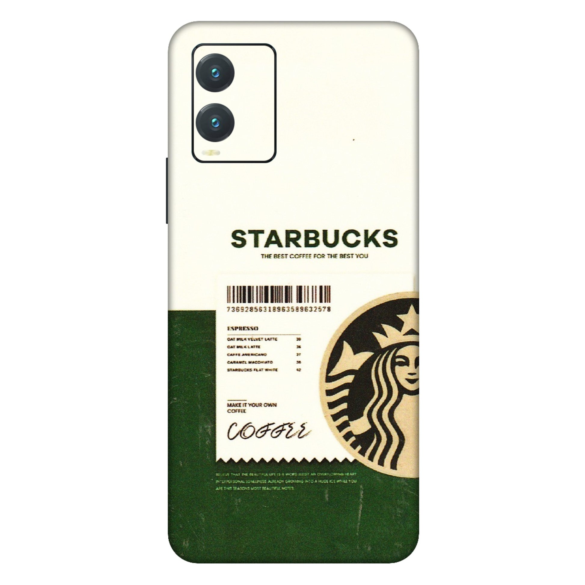 VIVO Z/V/X/T/U/S Series Phone Skins (All Models) - Starbucks Barcode - 3D Embossed Finish (L-308) Vivo T1X