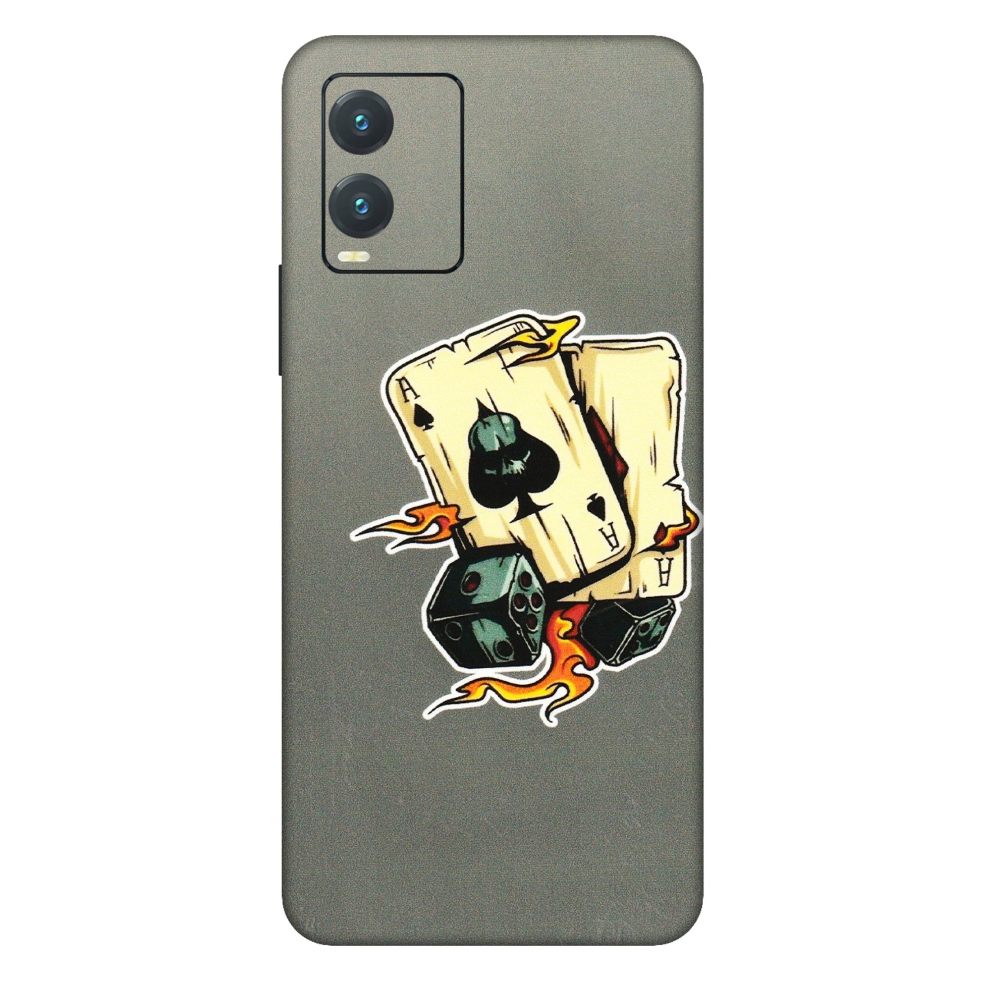 VIVO Z/V/X/T/U/S Series Phone Skins (All Models) - Grey Cards Of Ace - 3D Embossed Finish (L-77) Vivo T1X