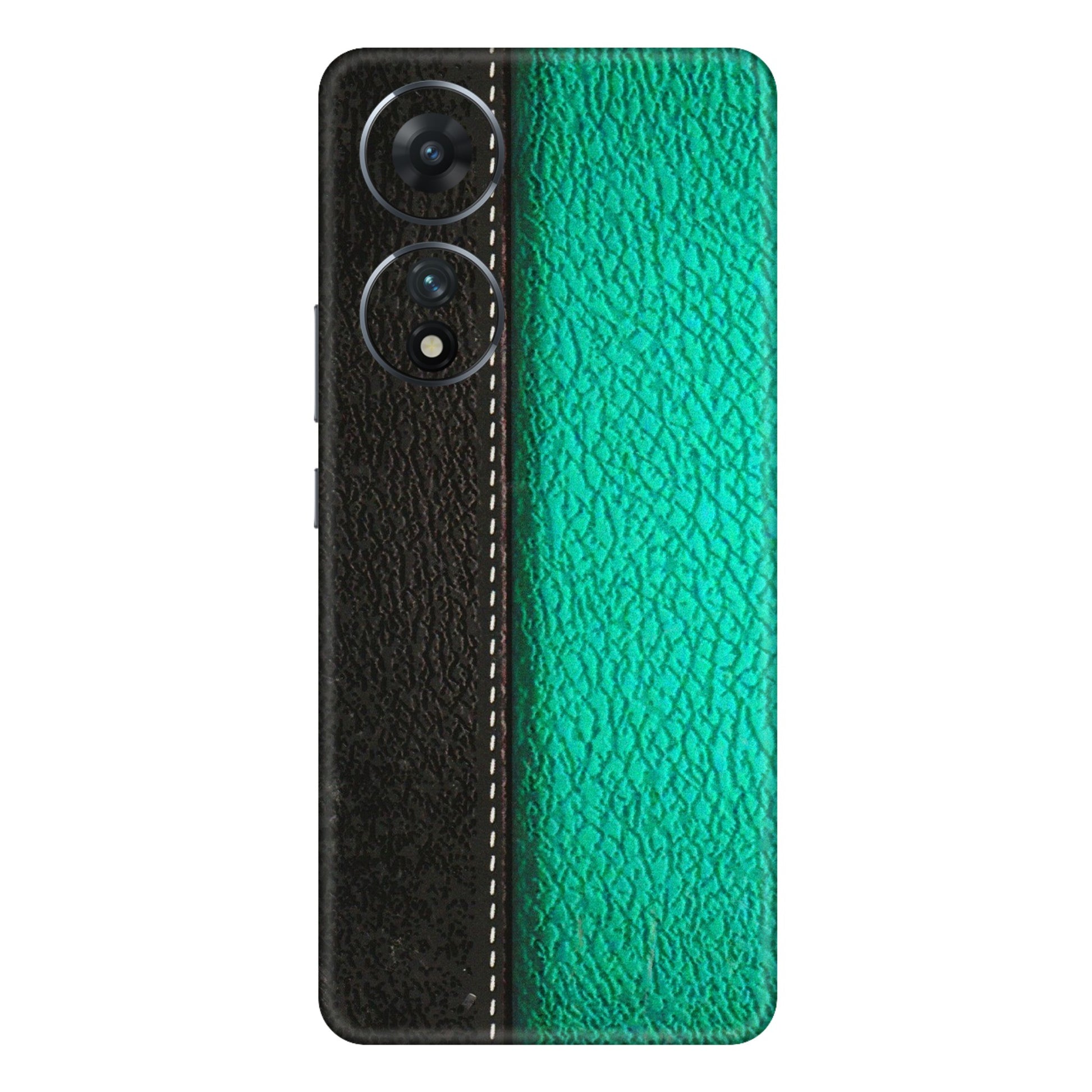 VIVO Z/V/X/T/U/S Series Phone Skins (All Models) - Black Green Dual Leather Stich - 3D Embossed Finish (L-233) Vivo T2 (5G)