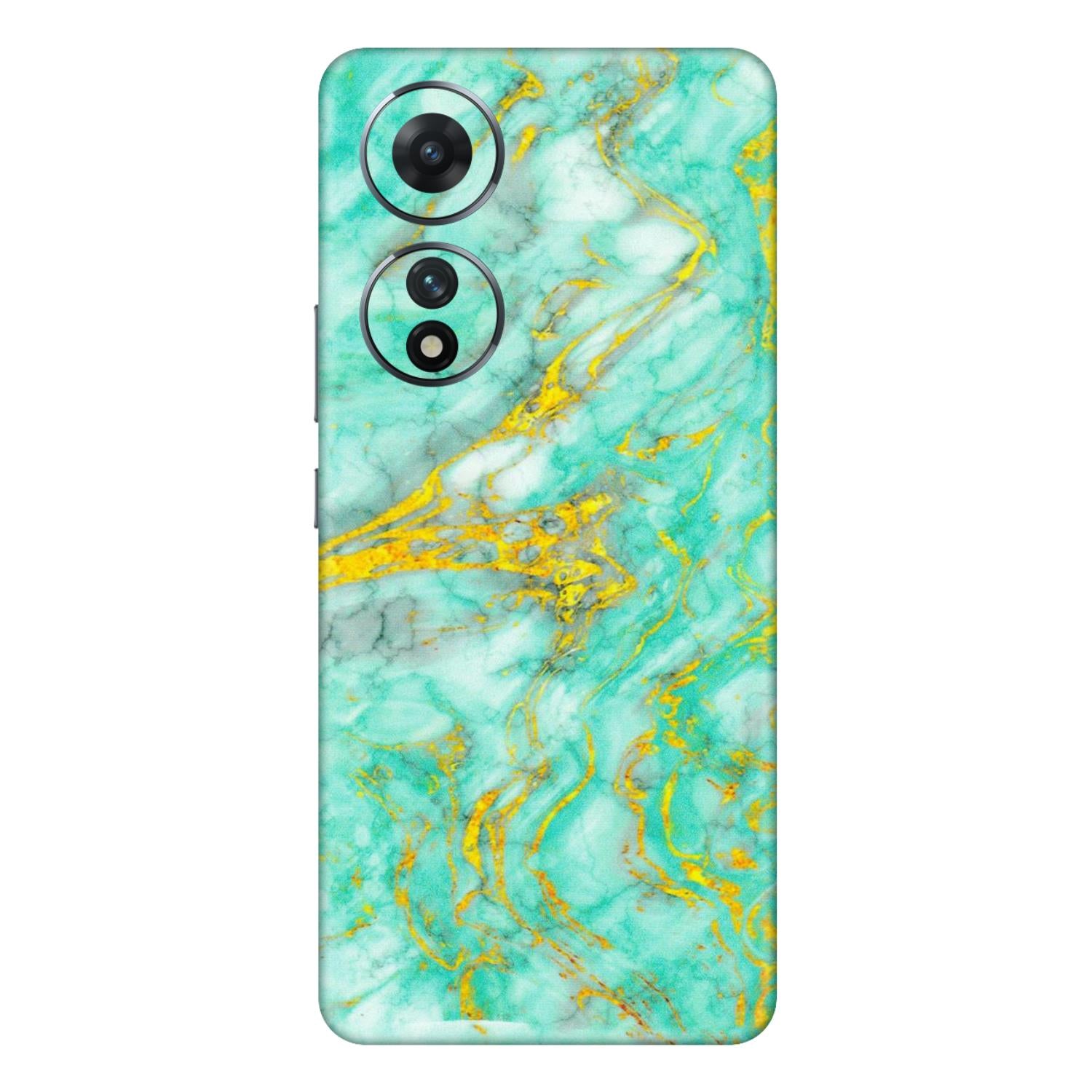 VIVO Z/V/X/T/U/S Series Phone Skins (All Models) - Green And Gold Marble Feel - Matte Finish (M-16) Vivo T2 (5G)