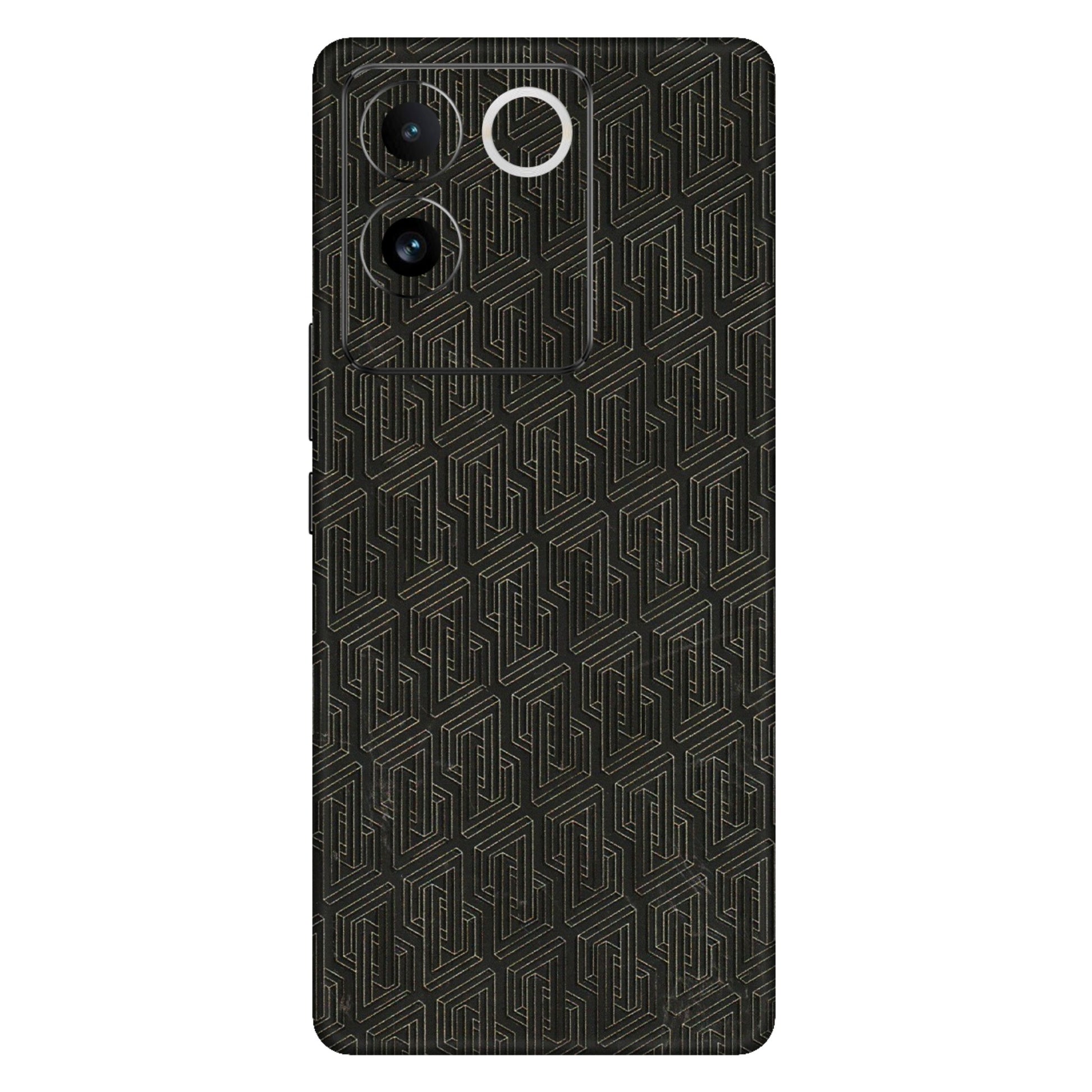 VIVO Z/V/X/T/U/S Series Phone Skins (All Models) - Black Abstract Pattern - 3D Embossed Finish (L-117) Vivo T2 Pro (5G)