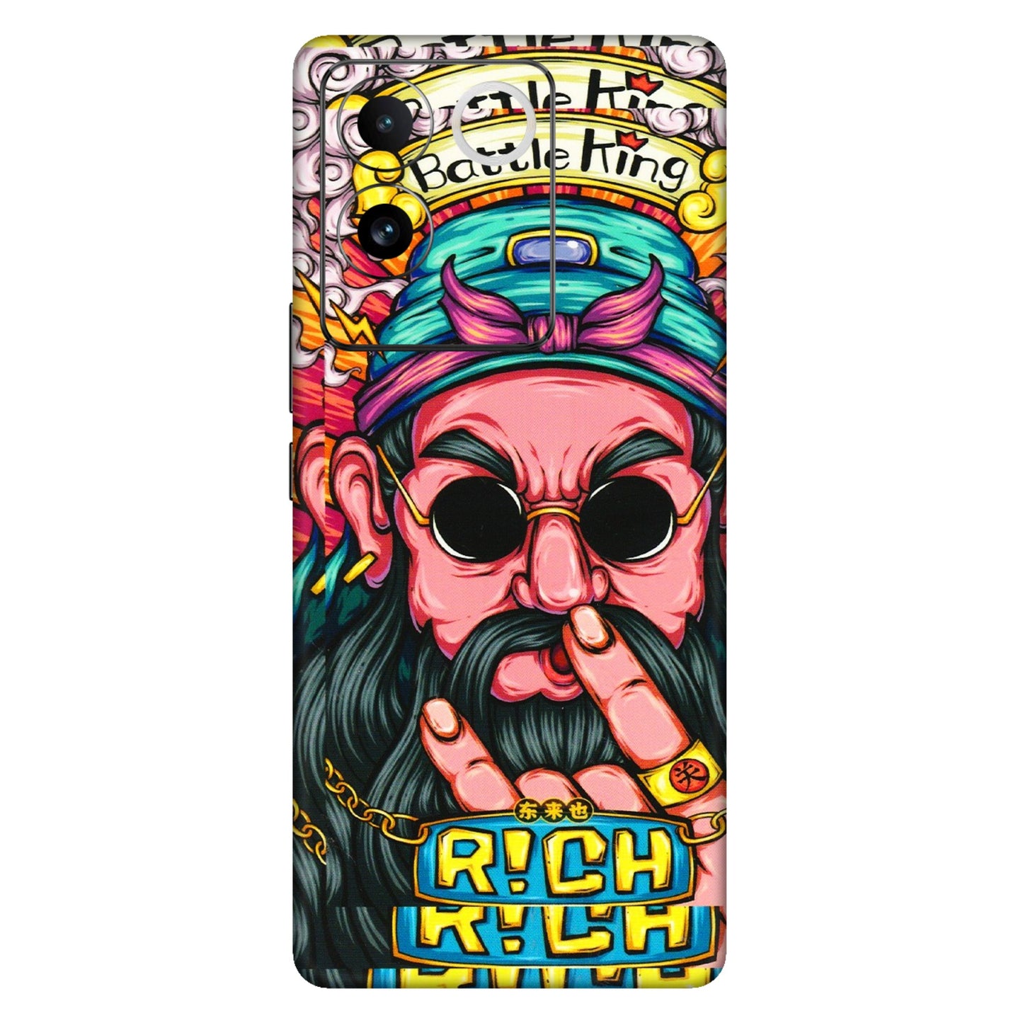 VIVO Z/V/X/T/U/S Series Phone Skins (All Models) - Battle King Dude Face - 3D Embossed Finish (L-178) Vivo T2 Pro (5G)