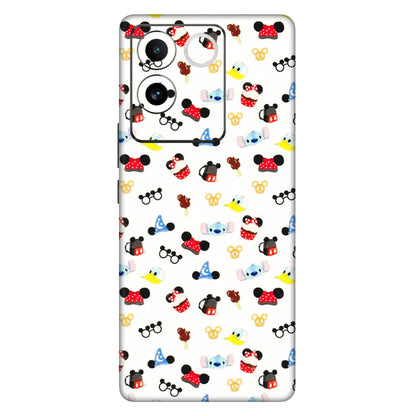 VIVO Z/V/X/T/U/S Series Phone Skins (All Models) - Minnie Mouse & Donald Doodles s - 3D Embossed Finish (L-194) Vivo T2 Pro (5G)