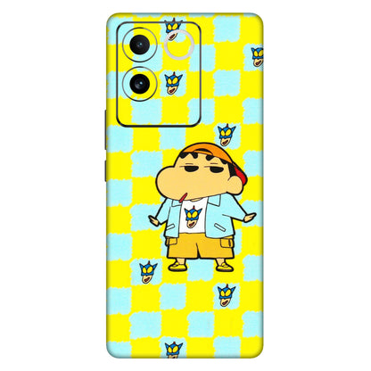 VIVO Z/V/X/T/U/S Series Phone Skins (All Models) - Yellow Blue Shinchan Cute - 3D Embossed Finish (L-221) Vivo T2 Pro (5G)