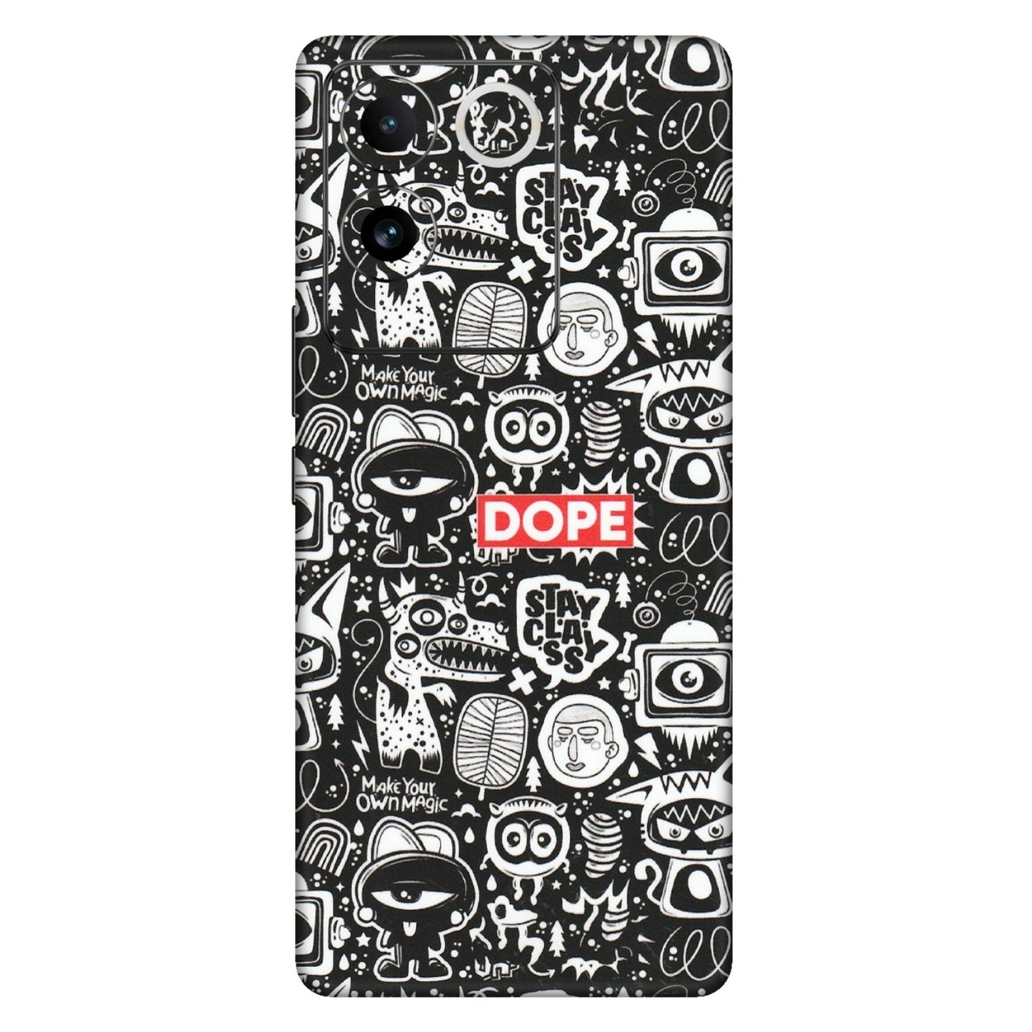 VIVO Z/V/X/T/U/S Series Phone Skins (All Models) - Dope Stay Classy Black Doodles - Matte Finish (M-126) Vivo T2 Pro (5G)