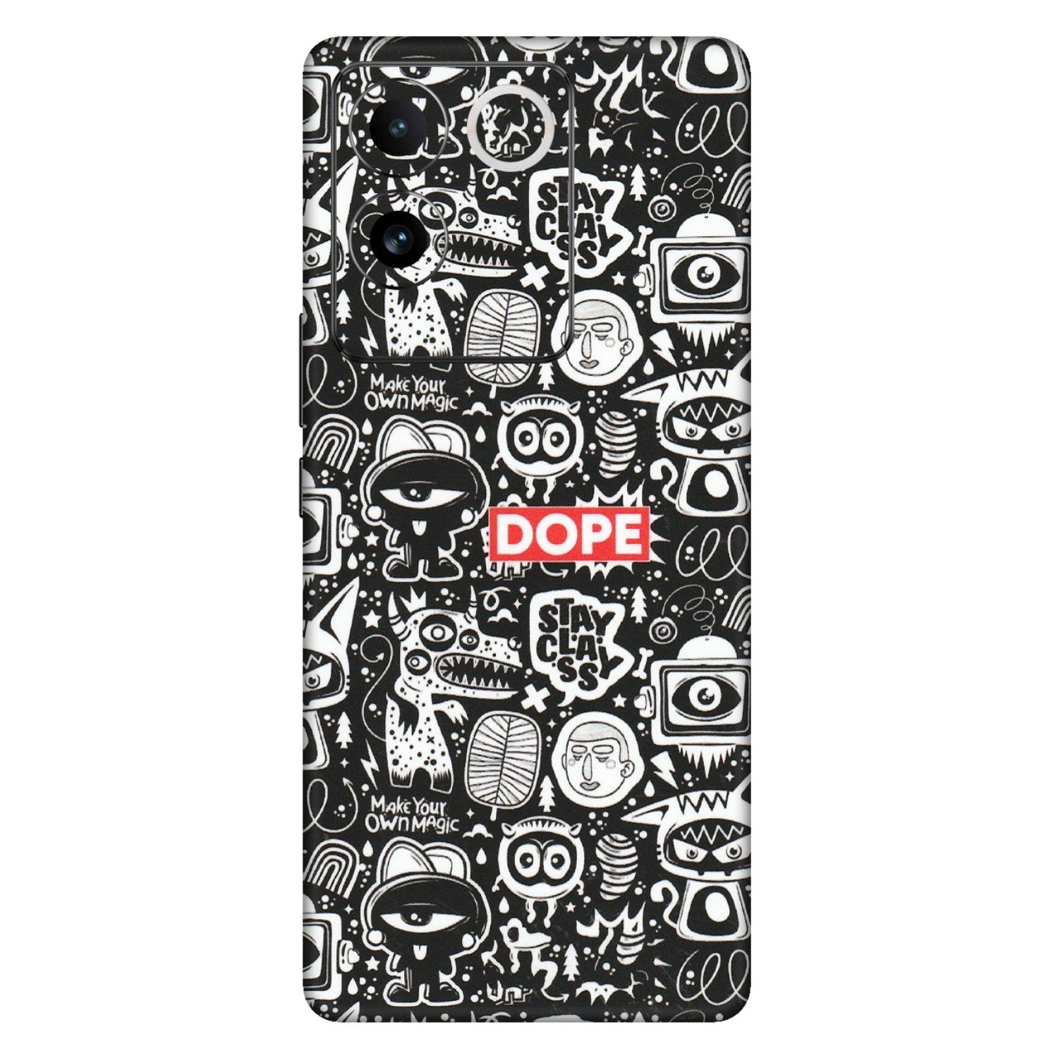 VIVO Z/V/X/T/U/S Series Phone Skins (All Models) - Dope Stay Classy Black Doodles - Matte Finish (M-126) Vivo T2 Pro (5G)