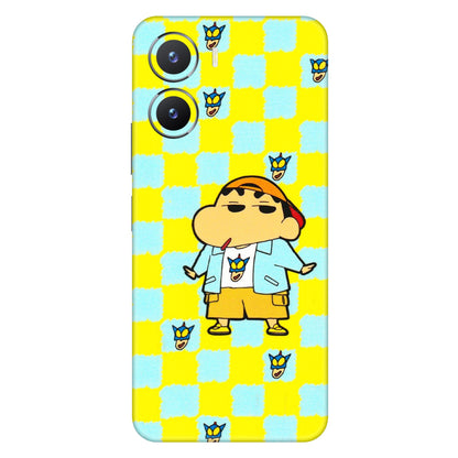 VIVO Z/V/X/T/U/S Series Phone Skins (All Models) - Yellow Blue Shinchan Cute - 3D Embossed Finish (L-221) Vivo T2 X (5G)