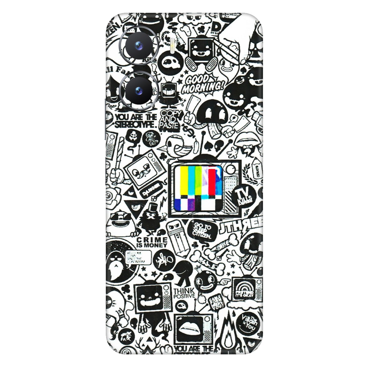 VIVO Z/V/X/T/U/S Series Phone Skins (All Models) - Doodles Positive Art - 3D Embossed Finish (L-263) Vivo T2 X (5G)