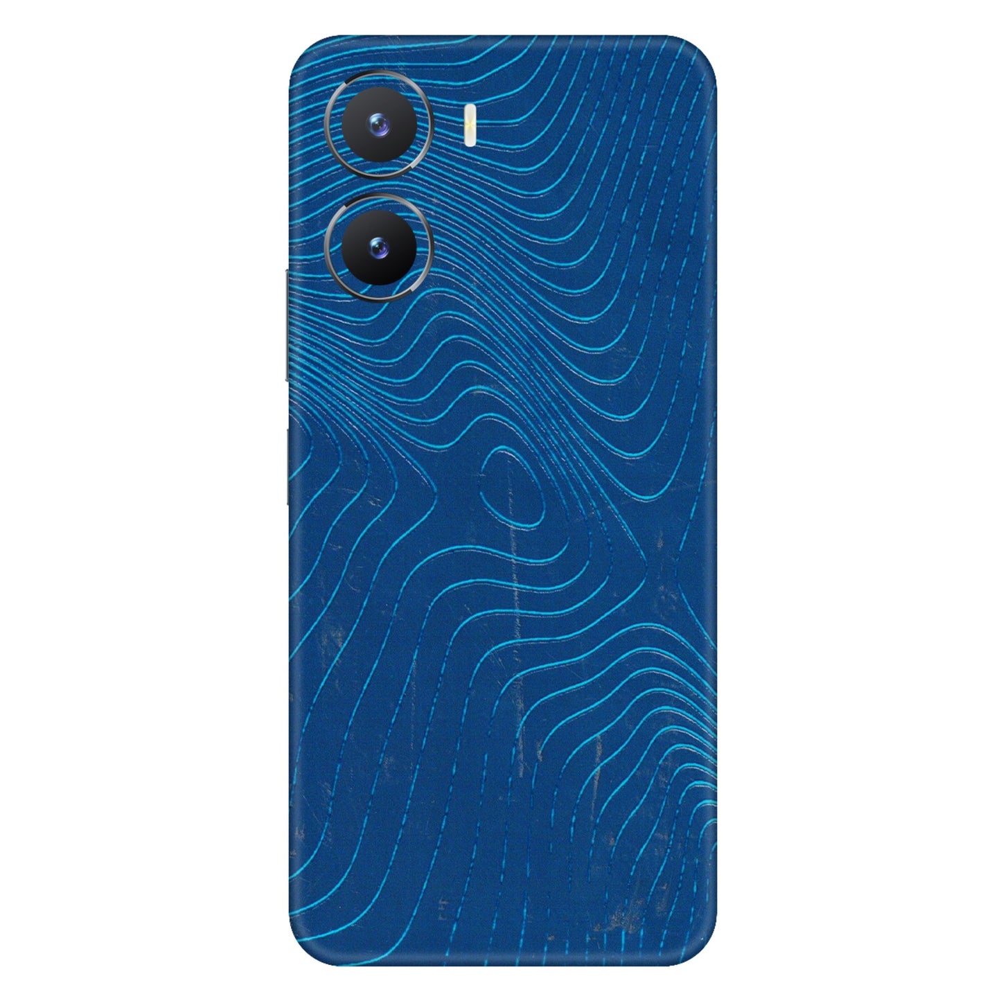 VIVO Z/V/X/T/U/S Series Phone Skins (All Models) - Abstract Blue Line Map - 3D Embossed Finish (L-272) Vivo T2 X (5G)