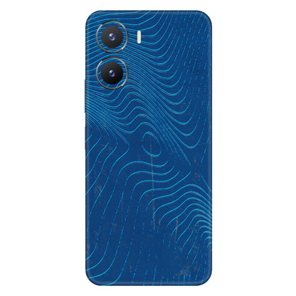 VIVO Z/V/X/T/U/S Series Phone Skins (All Models) - Abstract Blue Line Map - 3D Embossed Finish (L-272) Vivo T2 X (5G)