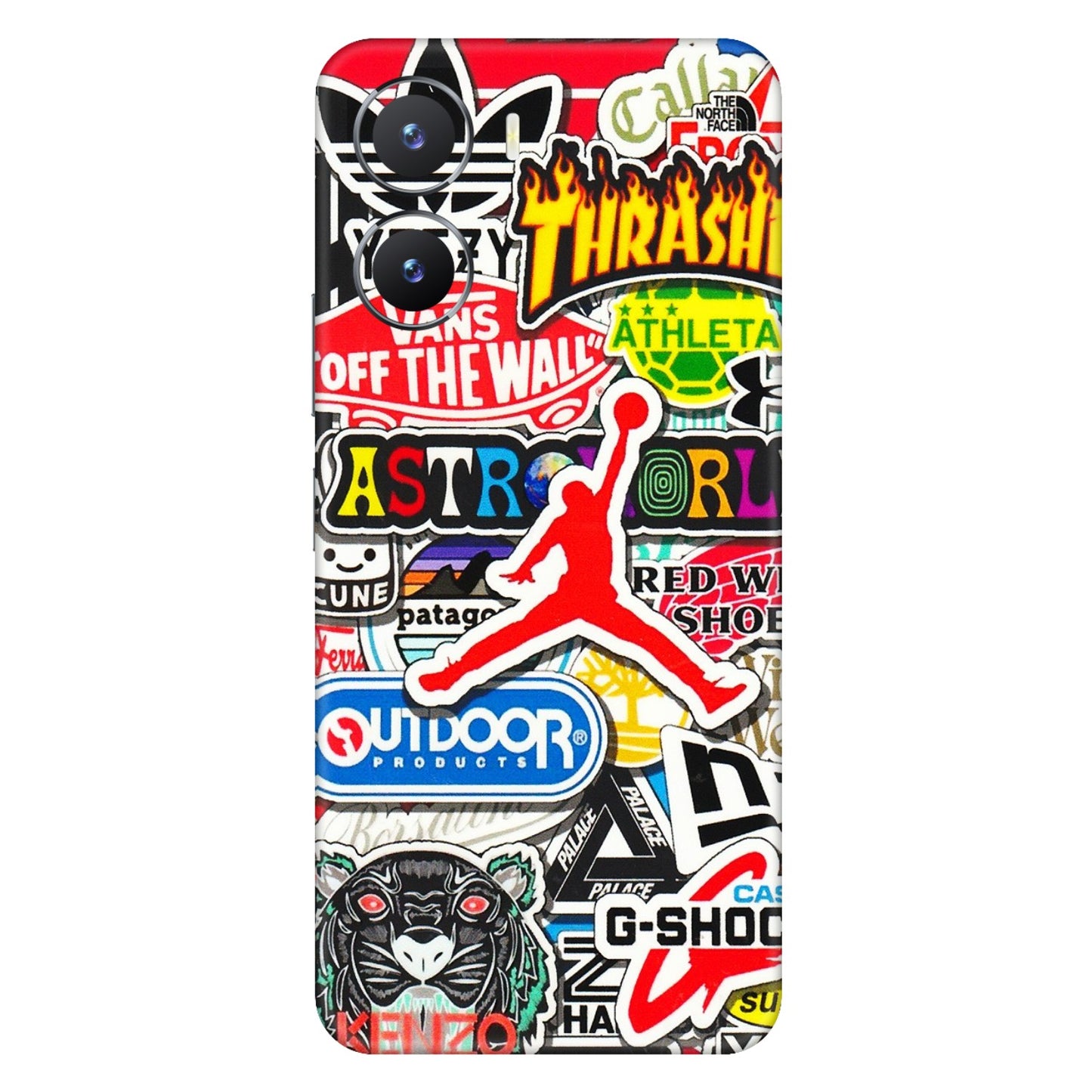VIVO Z/V/X/T/U/S Series Phone Skins (All Models) - Multi Brands Sticker Graffiti - 3D Embossed Finish (L-37) Vivo T2 X (5G)