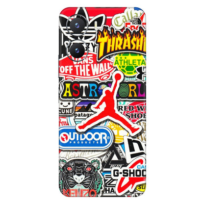 VIVO Z/V/X/T/U/S Series Phone Skins (All Models) - Multi Brands Sticker Graffiti - 3D Embossed Finish (L-37) Vivo T2 X (5G)